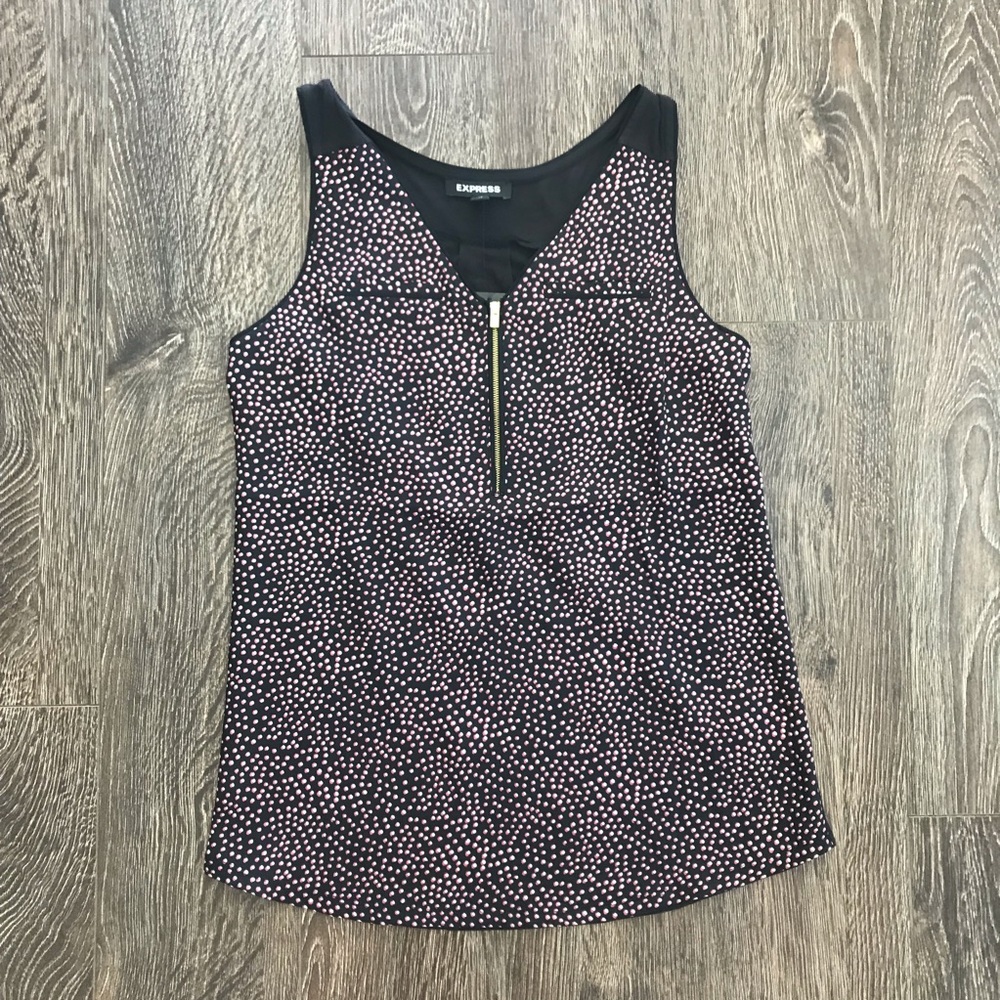 BOGO Express Satin Polka Dot Sleeveless Top NWT